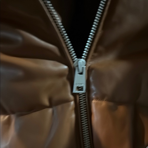 Levi's Chocolate faux Leather Jacket with Cream Collar - Picture 8 of 9